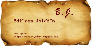 Béres Jolán névjegykártya